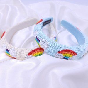 Rainbow headband, Rainbow, beaded headband, Padded headband, gift for her,